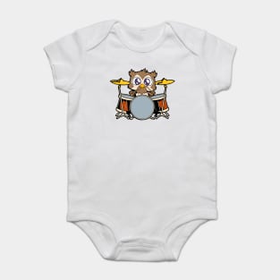 Comic owl drummer Baby Bodysuit